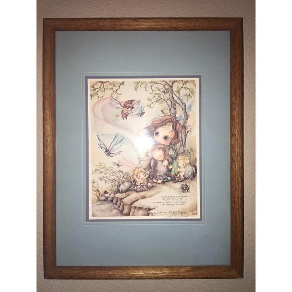 Jody Bergsma 1983 To Be A Child Print Watercolor Nursery Signed Framed 17x13”